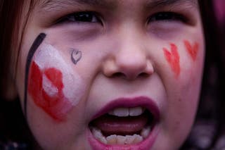 A girl shouts during protest against Trump's policy towards Greenland in front of the US consulate in Nuuk, Greenland, Saturday